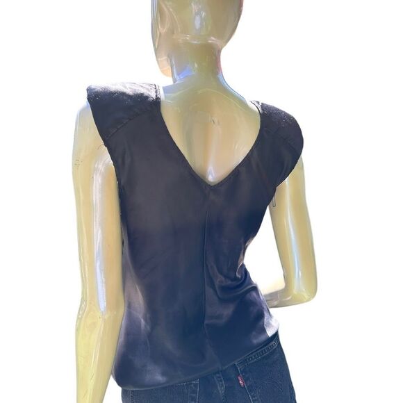 Vintage Black Faux Silk Top - Picture 5 of 5
